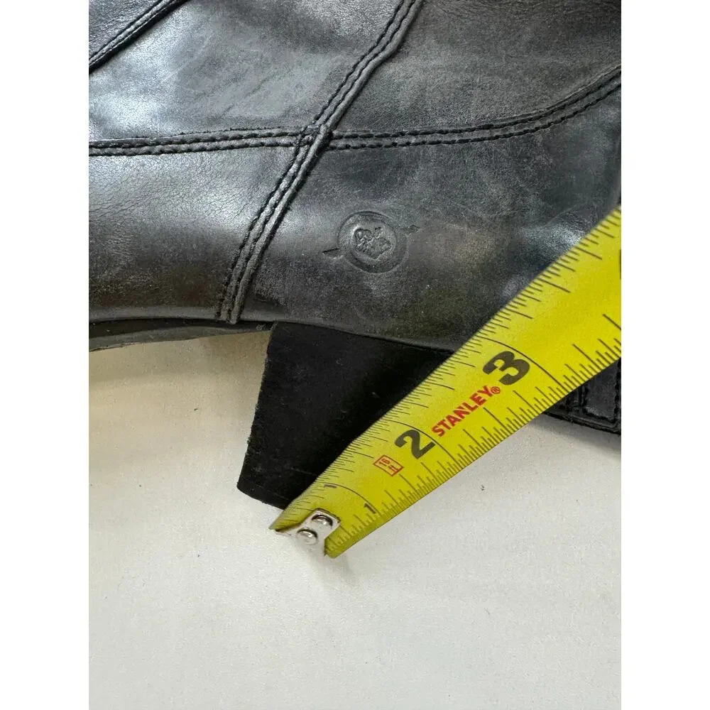 Vintage Y2K Born Black Soft Leather Zip Heeled Riding Boots Womens Sz 7.5